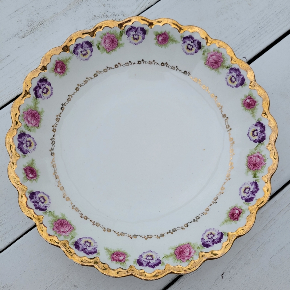 Vintage Empire China Scalloped Edge Floral Dish Gold Tone Accent FLAWS! FINAL!